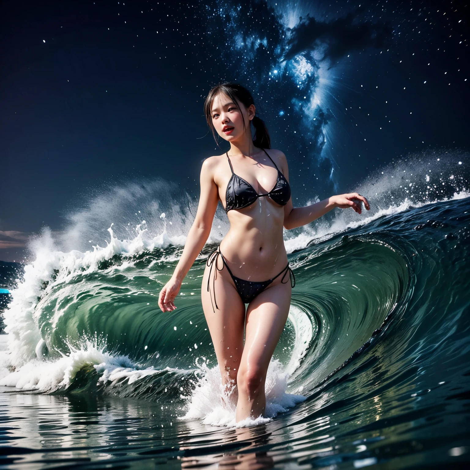 (ZoomedOut:1.28, Wide-shot) ZoomLayer (Epic photo of surfer magazine:1.37). (Full of Water, Everything Wetted:1.4) WetHair (extremely detailed Cute Girl in RED)(SparklingHighlights:1.28), Dynamic Joyful Expressions LifeLike Rendering (ManoErina:1.0) . Overflowing Gigantic Sideboob (Clearly Visible Beautiful Breast to Buttocks Line) Tiny and Roundly Butt, Detailed wet clothing texture, (Sloppy Surfboard:-1.2) Riding on waves, Sparkling water, TyndallEffect(Starry Water Particles:1.32), Whole Body proportions and all limbs are anatomically accurate