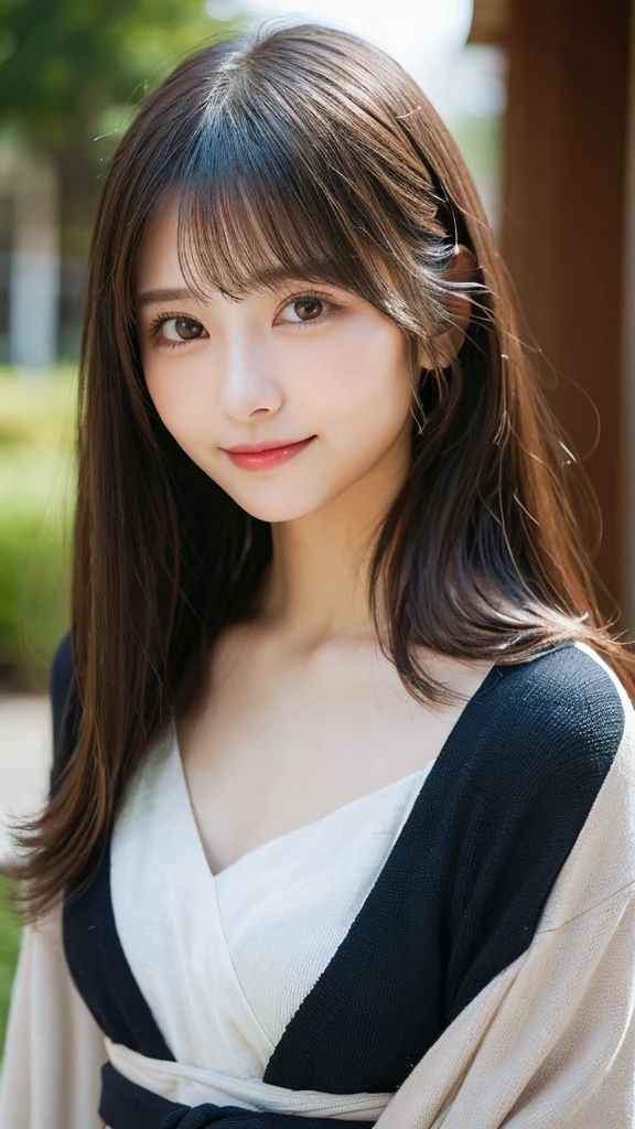 (最high quality:1.3)、Neat clothes、Waist-down angle、(Real:1.5)、(1 person:1.5)、Very detailed、high quality、High resolution、8k wallpaper、Perfect dynamic composition、Mid-chest、Natural color lips、Cute Smile、Japanese women、17-year-old girl、Beautiful and exquisiteな顔、Perfect and beautiful face、Beautiful and exquisite、Big eyes、Brunette's eyes、Beautiful and exquisiteな顔、Perfect and beautiful double eyelids、Natural Bangs、Beautiful and thin nose、Beautiful Skin、Black natural hair、Long Hair、Natural Bangs、Perfect and beautiful face、Slim face and figure、(looking at the camera)、Bright lighting、Professional Lighting、Shoulder-length layers、Asymmetrical bangs、Japanese Idols、Sophisticated