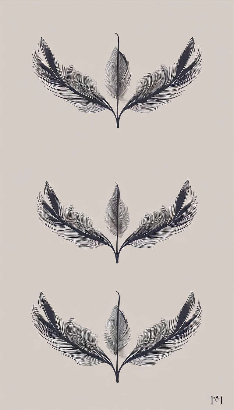 A minimal, modern, simple, cinematic logo design for the brand “Penamemoria". Create a modern, minimalistic, high-quality, logo of a dreamy. fantastic, poetic, masterpiece feather of Memories
