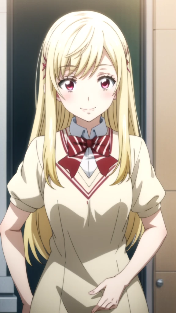 A closeup of a woman wearing a bunny suit with a bow tie, seductive anime girl, I will also make fanart., anya from the spy family x, OPPAI, traje Asuka debajo de la ropa!, female anime character, mejor anime girl, attractive anime girl, OPPAI biomecánicos, anime waifu, Asuka, (anime girl), estilo anime ecchi beautiful seductive anime teen, attractive anime girl, official anime artwork, artistic style anime moe Yamada mocking smile_yellow, 1chica , by rubio, alone, wide, hair ornament, , smile, bow, red eyes my dress darling anime, beautiful seductress anime anime