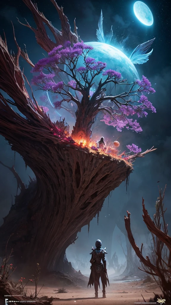 horror-themed ether fantasy concept art of  breathtaking a delicate flower growing in the middle of the desert ColorART, Colorful Alien Skin DonMASKTexXL , masterpiece, Award-winning, Professional, Very detailed, grow, Celestial, ether, Picturesque, amazing, Majestic, Magic, Fantasy art, Cover art, dream-like, Creepy, Anxious, dark, Creepyな, Suspenseful, strict, Very detailed