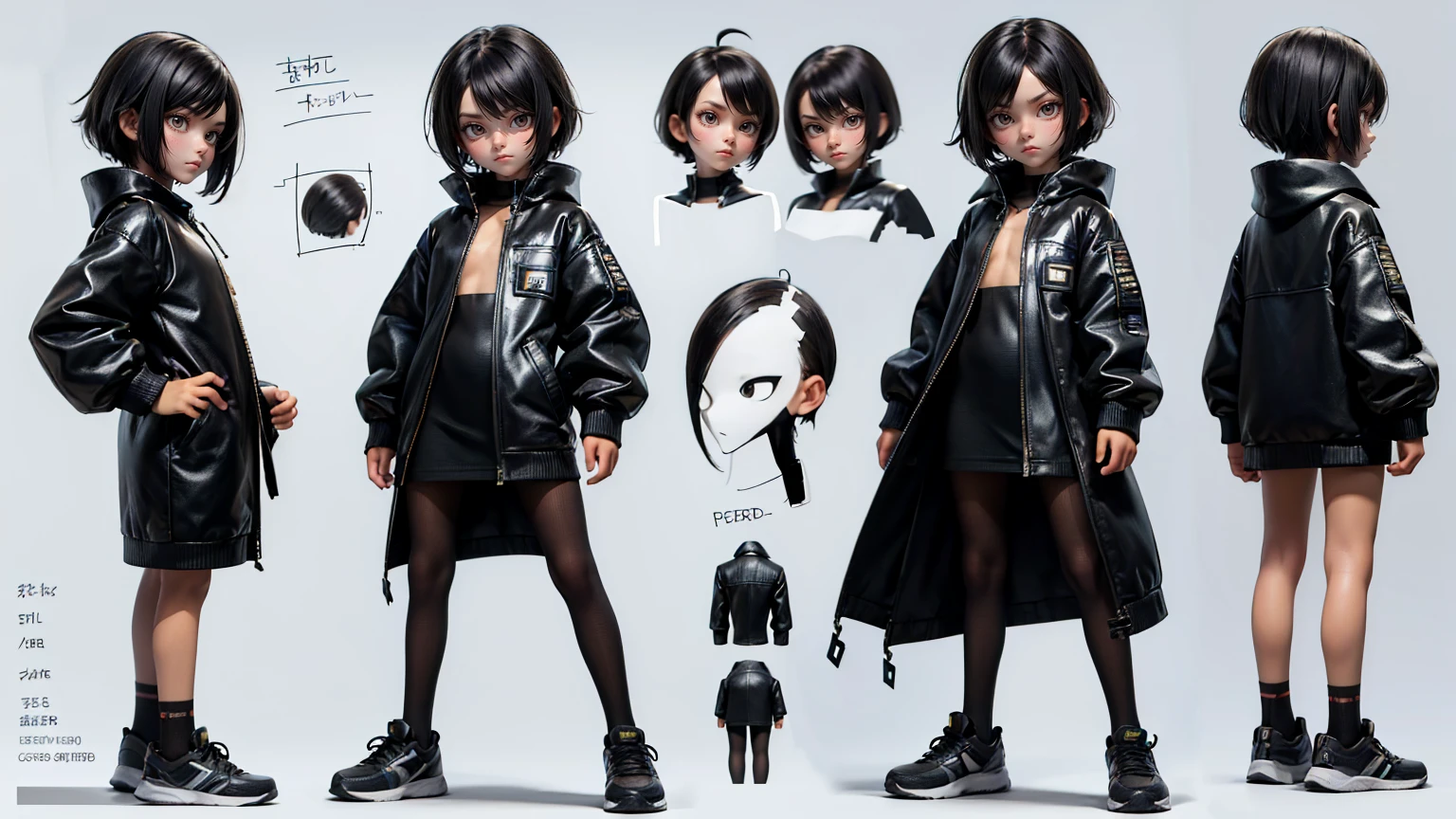 cute face boy, cute face, short height boy, wearing casual futuristic black pent, black dress, full standing pose, Textured Crop hairs, Textured Crop hair style, sports shoes, Character Sheet, 12 yo student, Full body, Simple white background, front straight pose character reference sheet, Concept art, design sheet