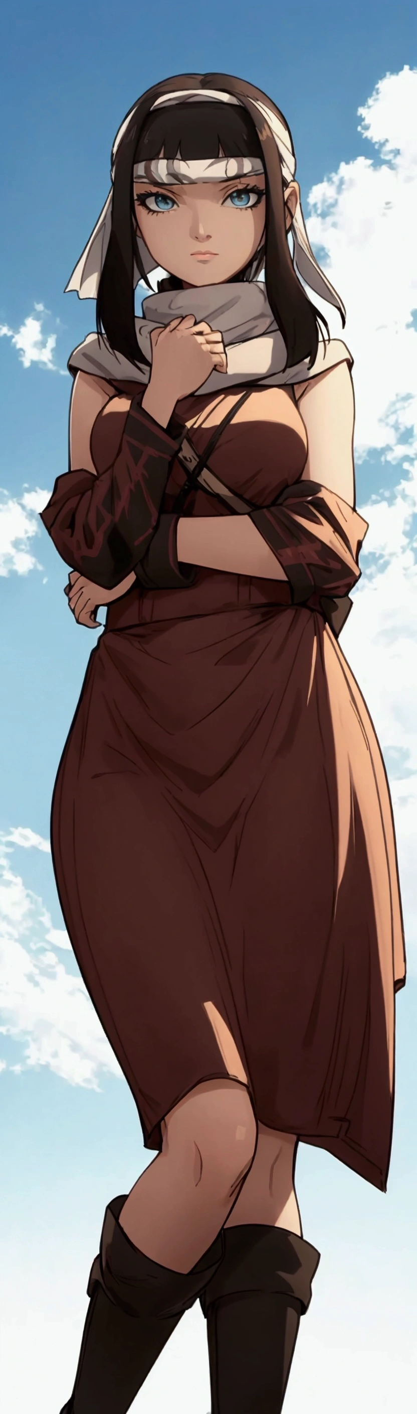 masterpiece), best quality, high resolution 1girl bob cut medium hair standing alone cowl headband profile image looking at viewer beautiful eyes beautiful face extremely detailed