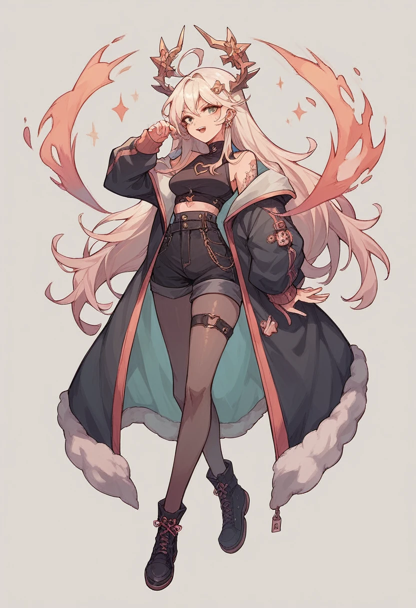 full length girl, liveset in the drawing and holds something, long hair, YouTuber