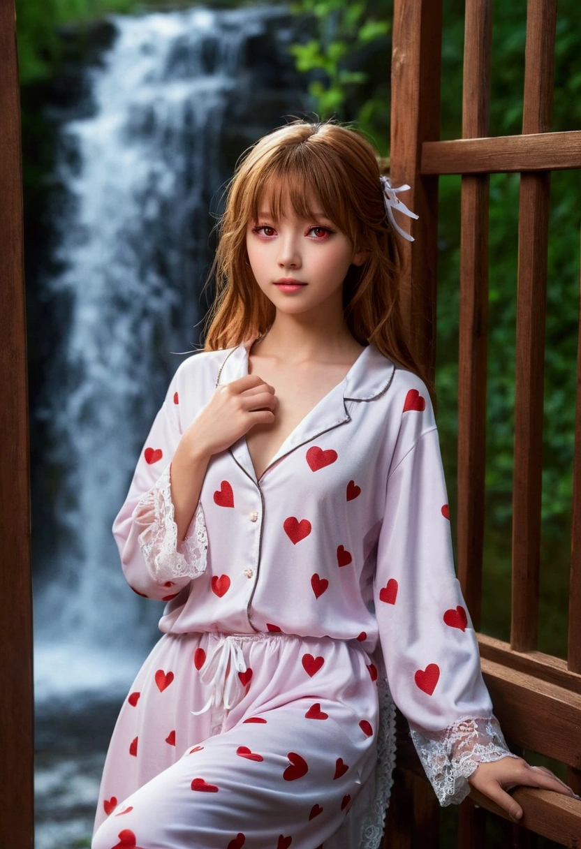 The heart of 4K, High Resolution World, A masterpiece reborn. Young girl, light brown, Long waterfall-like gate, The protagonist of this serene scene is. Her seductive, Red eyes shining brightly, It adds a charming touch to the center-parted hair.. This understated beauty, Small breasts, It exudes a cuteness that cannot be ignored..
Getting ready for a cozy sleepover, She wears her favorite pajamas. Blushing softly, She reveals her evening outfit, Make your bedroom more cozy. The bedroom is exquisitely decorated, warm、