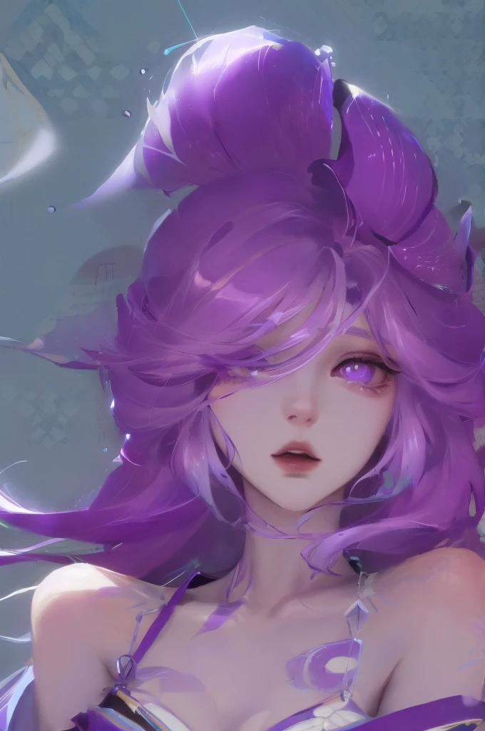 2D, masterpiece, best quality, Japanese cartoons, Very detailed, 1 Girl, Solitary, Yuri, Purple Eyes, Purple Hair, Hair between the eyes,