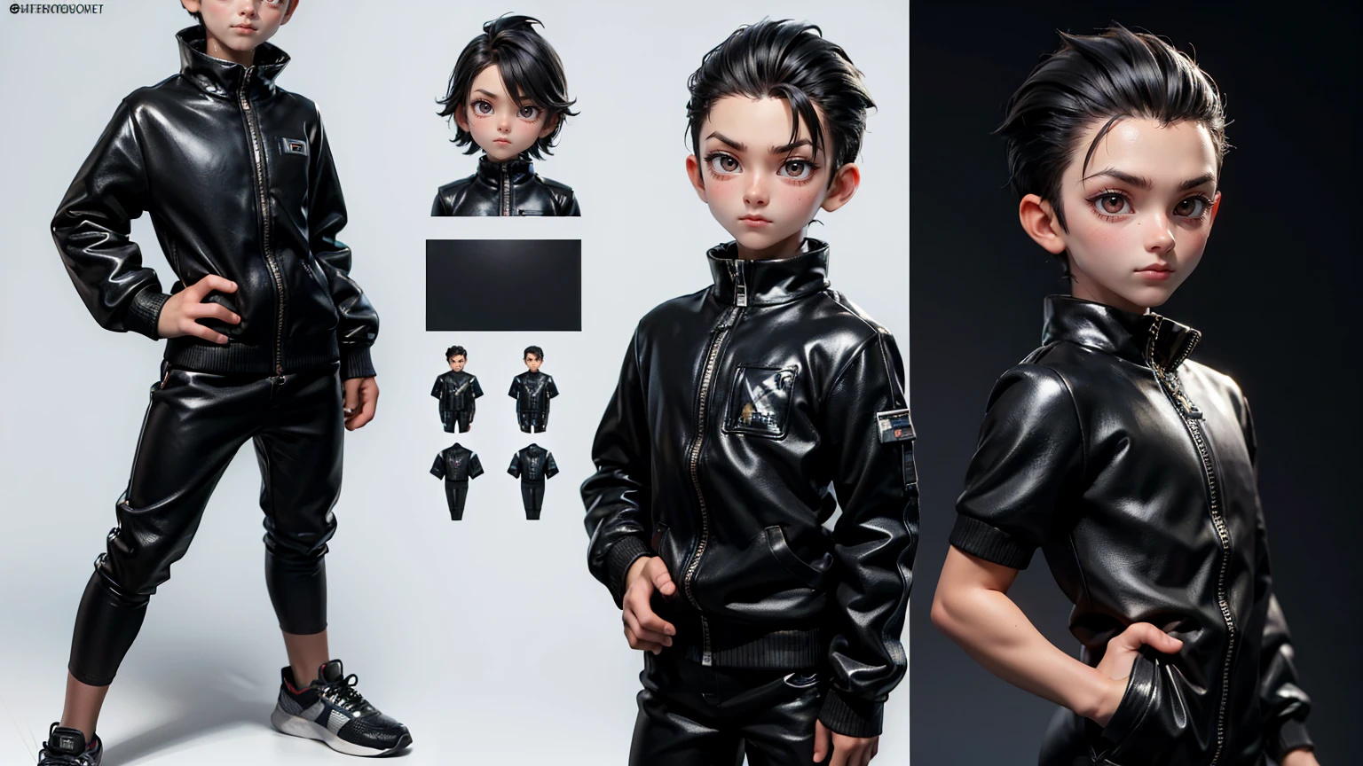 cute face boy, cute face, short height boy, wearing casual futuristic black pent, black dress, full standing pose, High and Tight hairs, High and Tight hair style, sports shoes, Character Sheet, 12 yo student, Full body, Simple white background, front straight pose character  sheet, front straight character  sheet,  design sheet