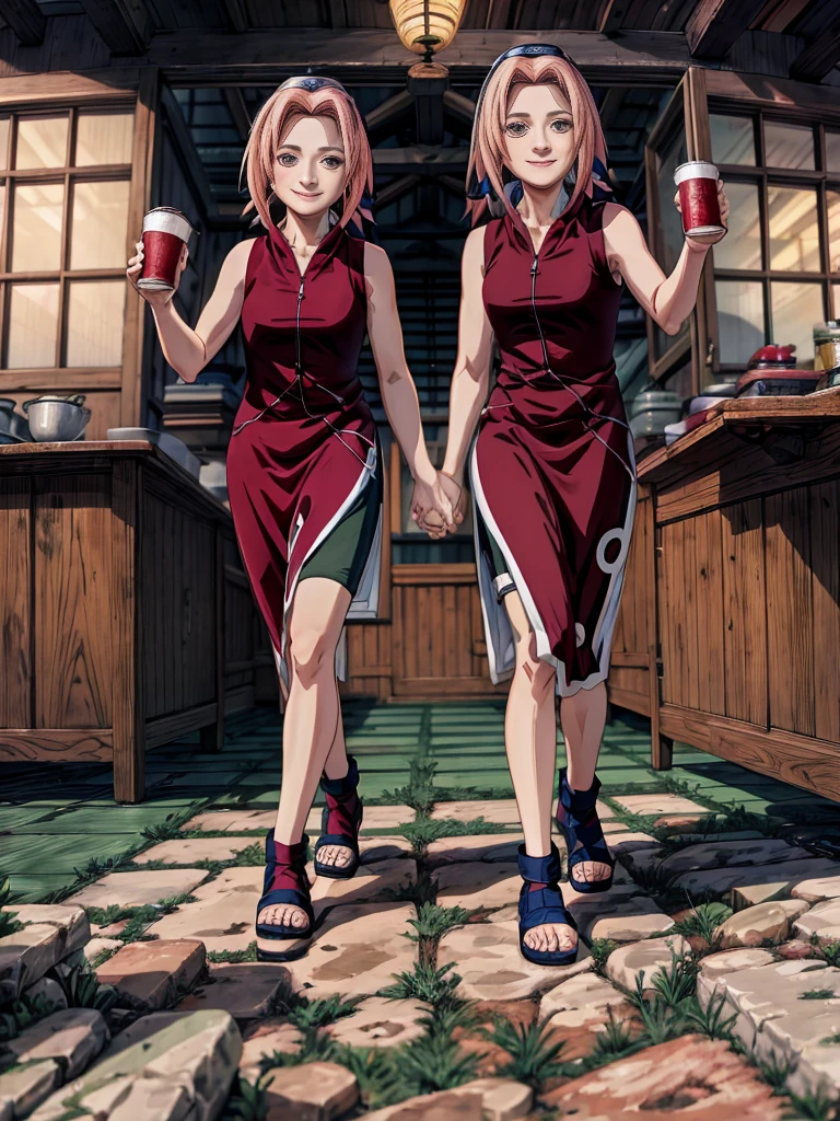 ((HDR , masterpiece , high quality , ultra details , best quality) ) ,Sakura Haruno ,sleeveless , red dress , home , attractive , relaxed smile , soft light
