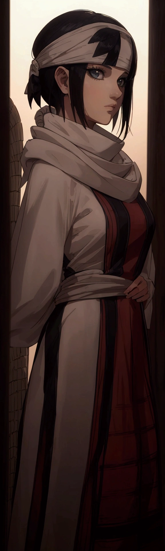 masterpiece), best quality, high resolution 1girl bob cut medium hair standing alone cowl headband profile image looking at viewer beautiful eyes beautiful face extremely detailed