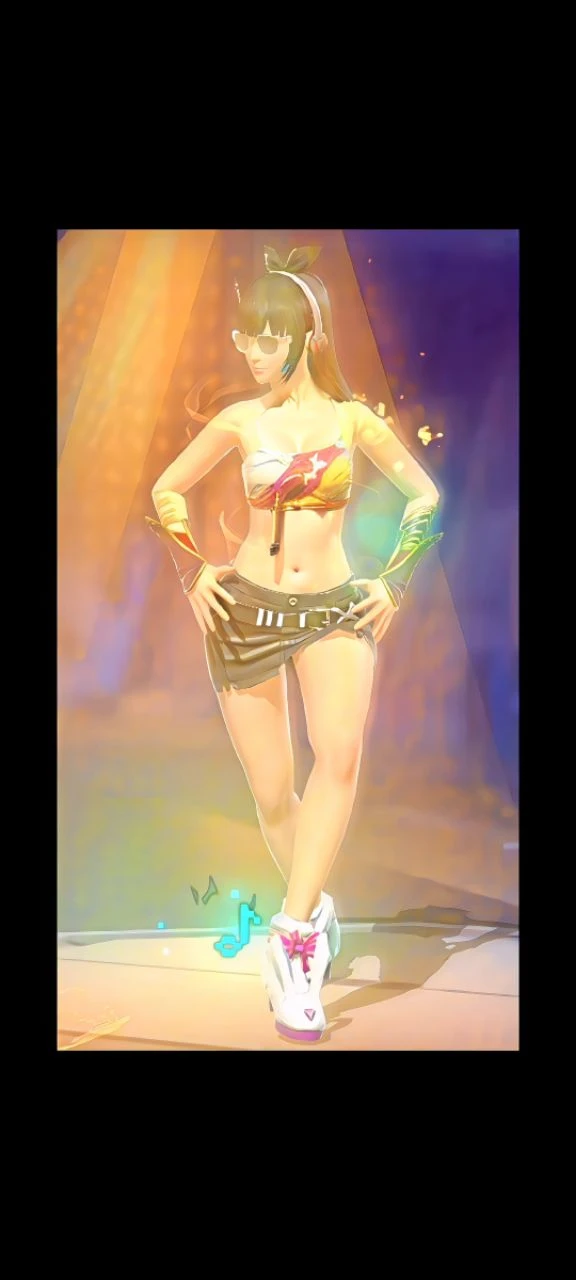 (best realistic quality, 8k, slightly chubby woman, with oily, porcelain skin, full body, in front of you, light reflecting on her face, very shapely, attractive, perfect and well detailed, (long hair, reaching down to her waist), ((round and medium breasts)), equal breast size and appearance, She wears covering her (breasts a vest style top, futuristic, with dark blue, gold details), (white shorts with small belt gold details), (thick legs), in a very bright environment, and (very lit, realistic).