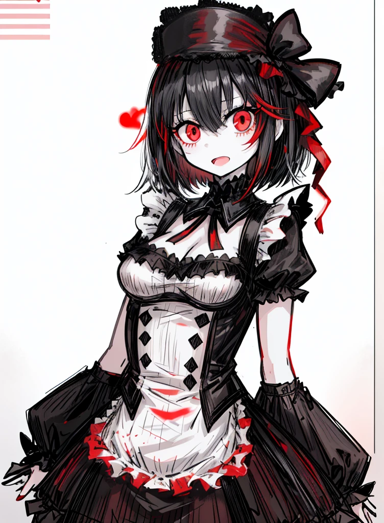 1girl, black hair, (red eye) ,red rose, Red bow, black noble dress ,pale skin,
(high resolution, high detail, best quality), mysterious, elegant, shy