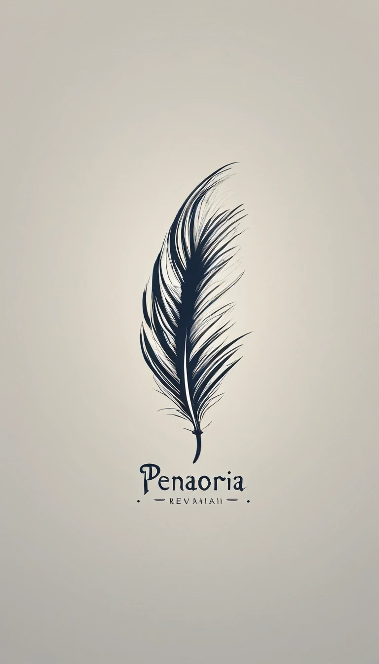 Create a minimal, modern, simple, inspirational, memorable, dream like logo design of a feather for the brand “Penamemoria".