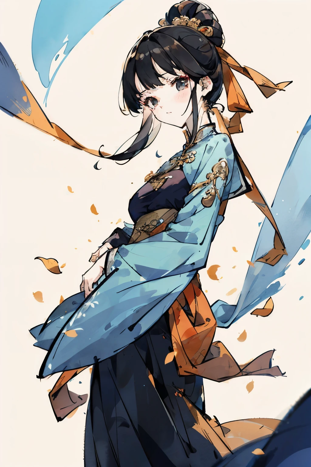 draw a girl wearing ao dai viet nam