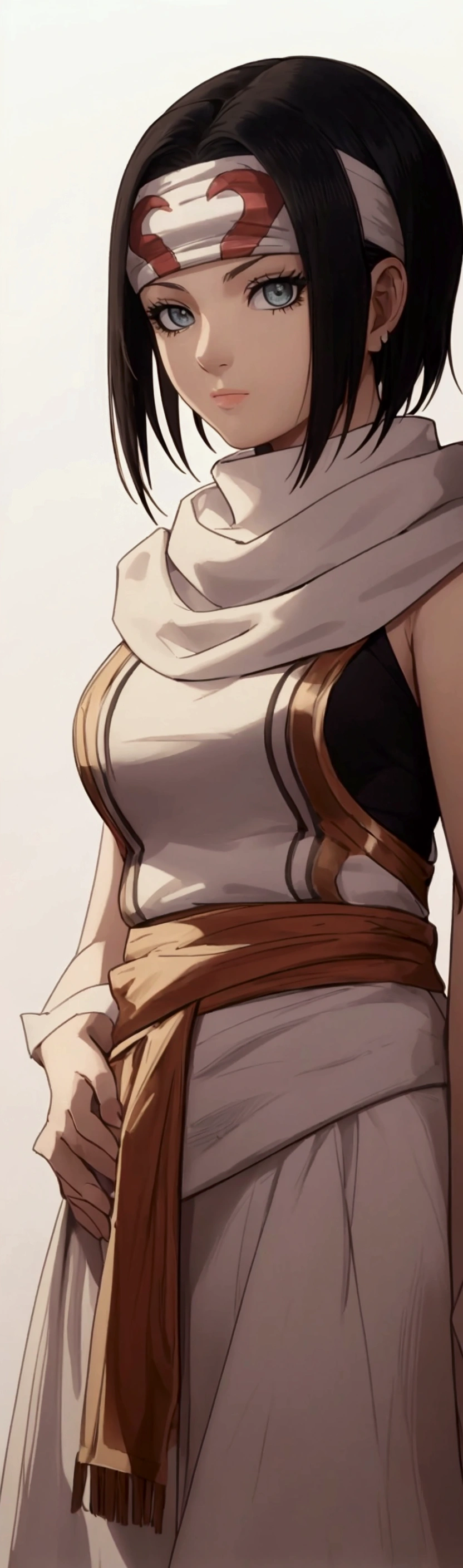 masterpiece), best quality, high resolution 1girl bob cut medium hair standing alone cowl headband profile image looking at viewer beautiful eyes beautiful face extremely detailed
