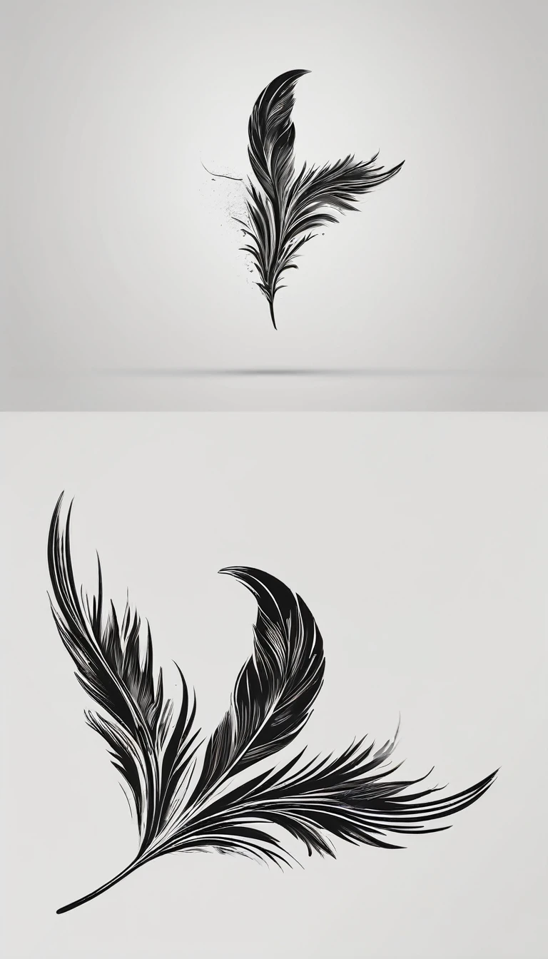 A minimal, modern, simple, cinematic logo design for the brand “Penamemoria". Create a modern, minimalistic, high-quality, masterpiece, fantastic, poetic feather that symbolizes dreams and stories.