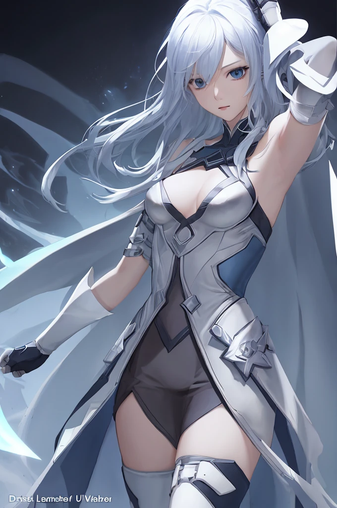 Costume color: stoned black, conveying solidity and strength.silver details: Understated bright silver accents on armor edges and contours, providing an elegant contrast.White Color Energy: Strategic points emit soft white energy, like luminescent lines in the silver details.Cosmic Symbols and Patterns: Discreet cosmic symbols and patterns, representing the Vectrianians' connection to the universe, elegantly present on the surface of the armor.