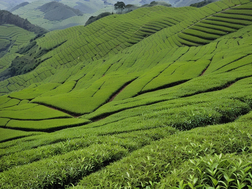 In the vast tea-growing area of Pu&#39;er City，The emerald green tea trees are like layers of green waves，Dance in the wind，Spreading among the rolling hills。This is the hometown of tea，Every inch of land is soaked with the fragrance of tea，Each leaf carries thousands of years of history and culture.。Morning mist，The tea farmers started their day&#39;s work.，Their hands are gentle and skilled，Walking among the lush green tea trees，Picking the tenderest buds。Sunlight through the clouds，Sprinkled on the tea mountain，Add a touch of gold to this peaceful scene。