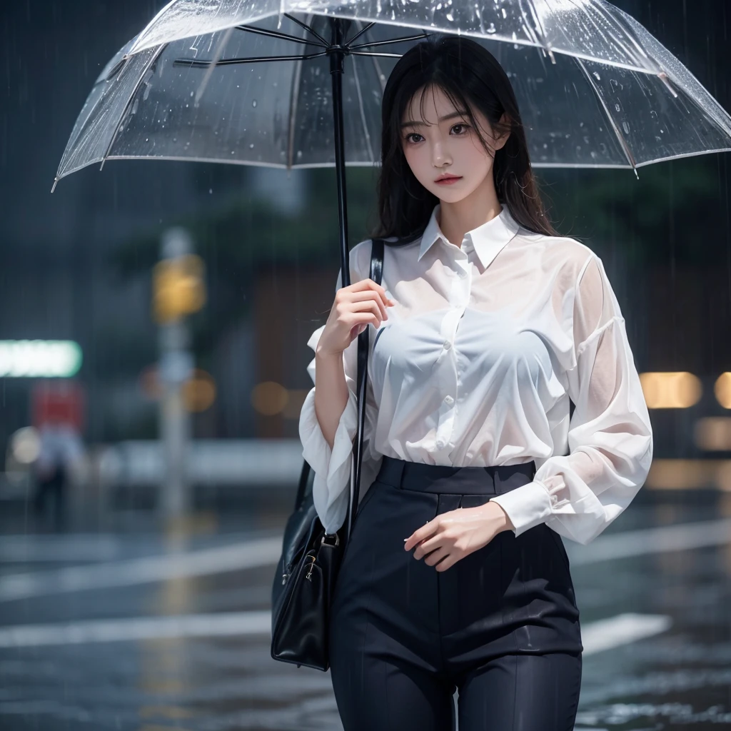 No umbrella、No umbrella、No umbrella、Beautiful woman getting wet in the rain、No umbrella美人、typhoon、No umbrellaで水に濡れる、Beautiful woman in the rain、雨で濡れたBeautyOL、Detailed face、Realistic、beautiful girl、Beauty、Office Lady Uniform、beauty、Beautiful woman、Narrow waist、Handsome woman、Tight pants look、suit、Sexy pose、タイトなsuitパンツ、雨で濡れたsuit、Wet shirt、See-through shirt、Shot in heavy rain、See-through underwear