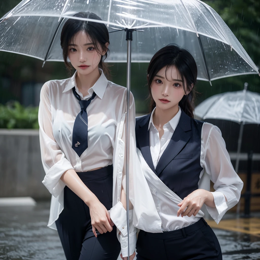 No umbrella、No umbrella、No umbrella、Beautiful woman getting wet in the rain、No umbrella美人、typhoon、No umbrellaで水に濡れる、Beautiful woman in the rain、雨で濡れたBeautyOL、Detailed face、Realistic、beautiful girl、Beauty、Office Lady Uniform、beauty、Beautiful woman、Narrow waist、Handsome woman、Tight pants look、suit、Sexy pose、タイトなsuitパンツ、雨で濡れたsuit、Wet shirt、See-through shirt、Shot in heavy rain、See-through underwear