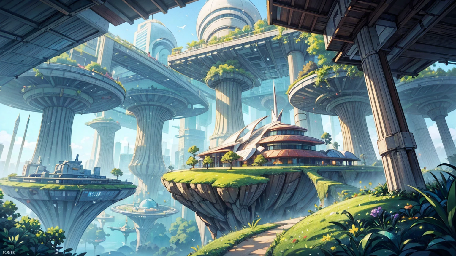 (Best quality,4K,8K,A high resolution,Masterpiece:1.2),Ultra-detailed,(Realistic,Photorealistic,photo-realistic:1.37),Futuristic floating city,Futuristic technology,Huge urban high-tech tablet platform,Airship,Floating in the sky,Futuristic city,Small airships around,High-tech hemispherical platform,Colorful lights,Advanced architecture,modernn architecture,skyscrapper,Access the cloud,Scenic beauty,view over city,Impressive design,Blend seamlessly with nature,energetic and vibrant atmosphere,Futuristic transportation system,Parking is suspended,Transparent path,Lush greenery,Sky gardens,cascading waterfalls,Magnificent skyline,reflections on the water,Sparkling river,Architectural innovation,futuristic skyscrapers,Transparent dome,The shape of the building is unusual,Elevated walkway,Impressive skyline,Glowing lights,Futuristic technology,Minimalist design,Scenic spots,Panoramic view,Cloud Piercing Tower,Vibrant colors,epic sunrise,epic sunset,Dazzling light display,magical ambiance,The future city,Urban Utopia,LuxuryLifestyle,Innovative energy,sustainable development,Smart city technology,Advanced infrastructure,Tranquil atmosphere,Nature and technology live in harmony,Awesome cityscape,Unprecedented urban planning,Architecture connects seamlessly with nature,High-tech metropolis,A cutting-edge engineering marvel,The future of urban living,Visionary architectural concept,Energy-efficient buildings,Harmony with the environment,A city floating above the clouds,Utopian dreams become reality,The possibilities are endless,State-of-the-art transportation network,Green energy integration,Innovative materials,Impressive holographic display,Advanced communication system,Breathtaking aerial view,Quiet and peaceful environment,Modernist aesthetics,Ethereal beauty