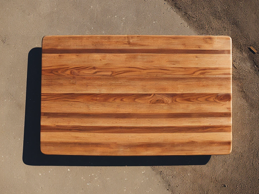 A rectangular wooden board lies quietly there