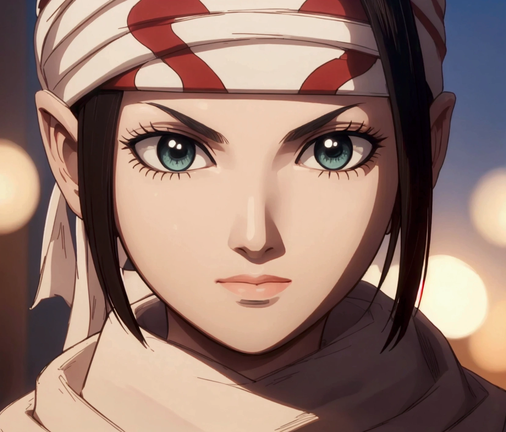 masterpiece), best quality, high resolution 1girl bob cut medium hair standing alone cowl headband profile image looking at viewer beautiful eyes beautiful face extremely detailed