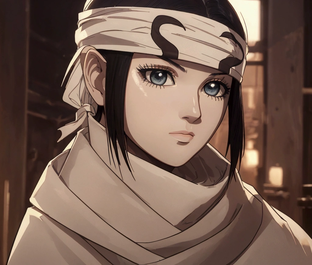 masterpiece), best quality, high resolution 1girl bob cut medium hair standing alone cowl headband profile image looking at viewer beautiful eyes beautiful face extremely detailed