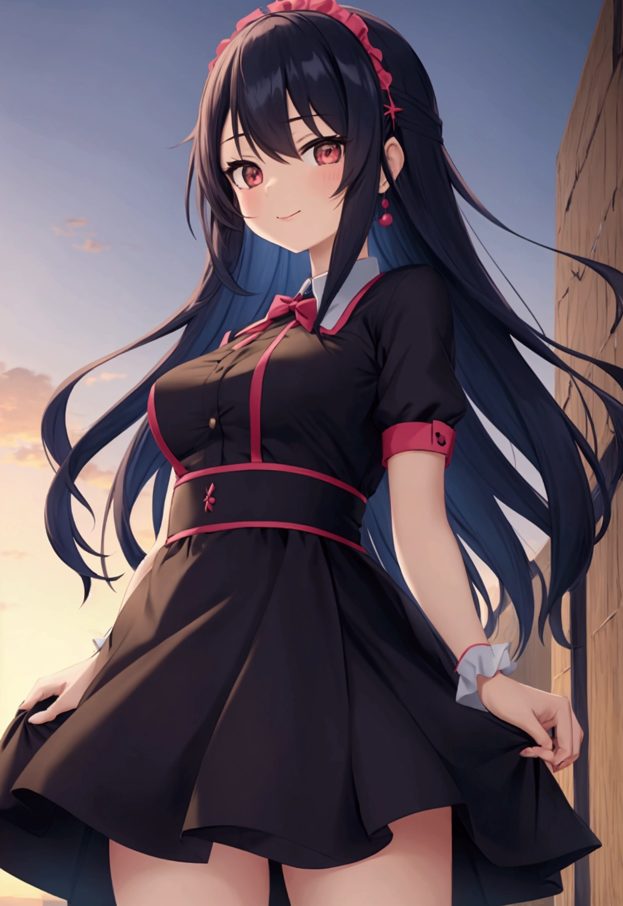 Cute anime girl, wearing dress