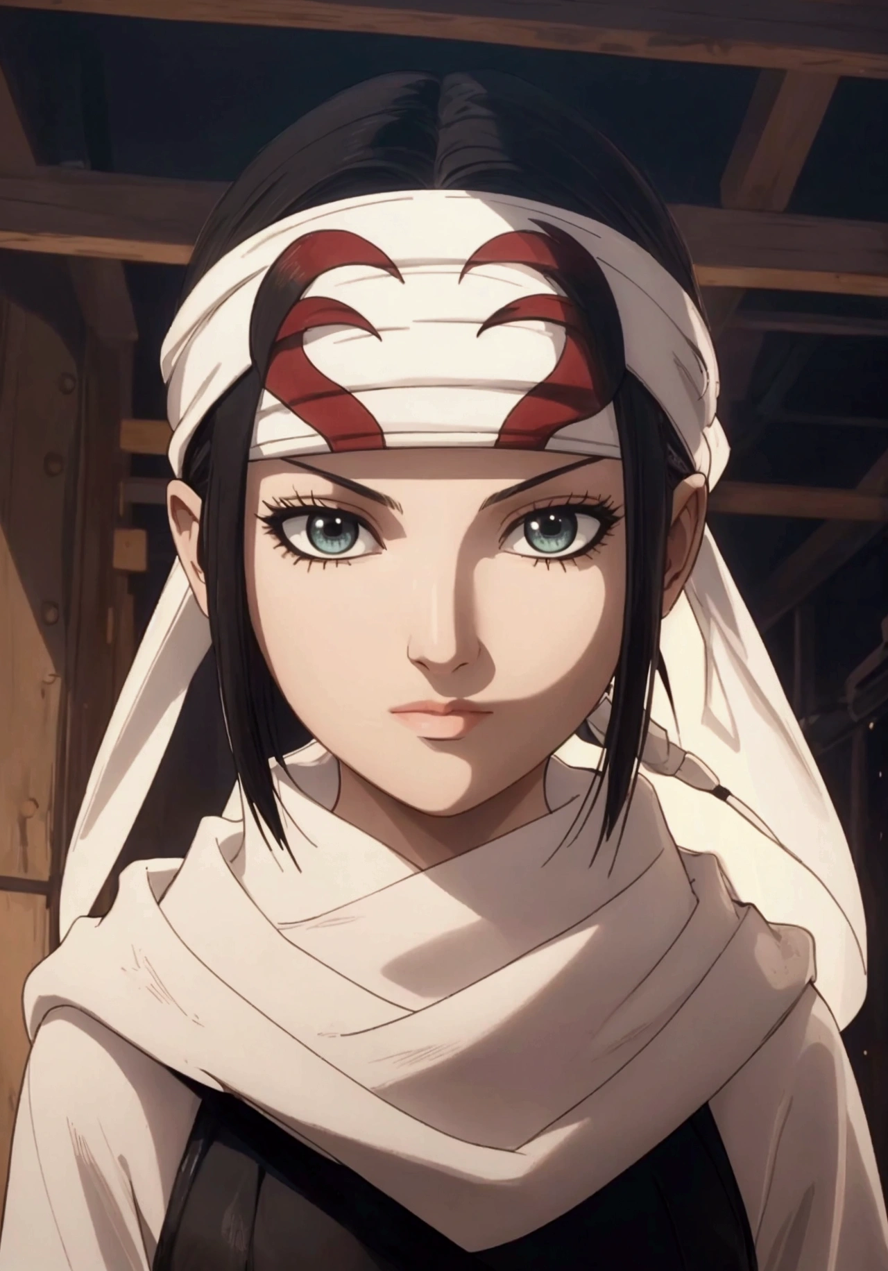 masterpiece), best quality, high resolution 1girl bob cut medium hair standing alone cowl headband profile image looking at viewer beautiful eyes beautiful face extremely detailed