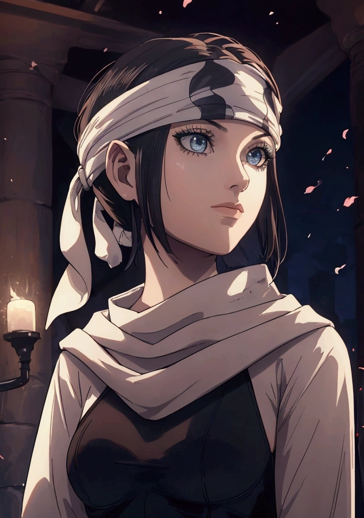 masterpiece), best quality, high resolution 1girl bob cut medium hair standing alone cowl headband profile image looking at viewer beautiful eyes beautiful face extremely detailed