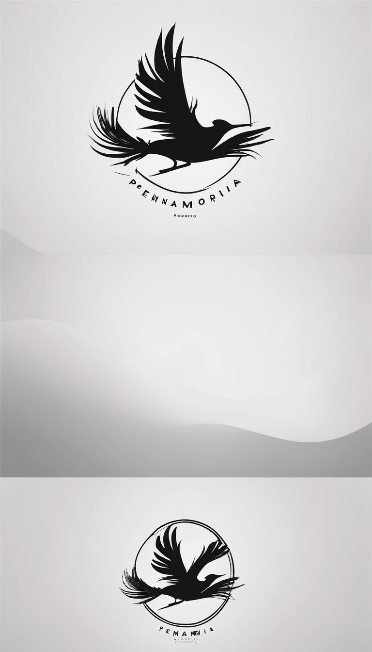 A minimal, modern, simple, cinematic logo design for the brand “Penamemoria". Create a modern, minimalistic, high-quality, logo of a boy-feather