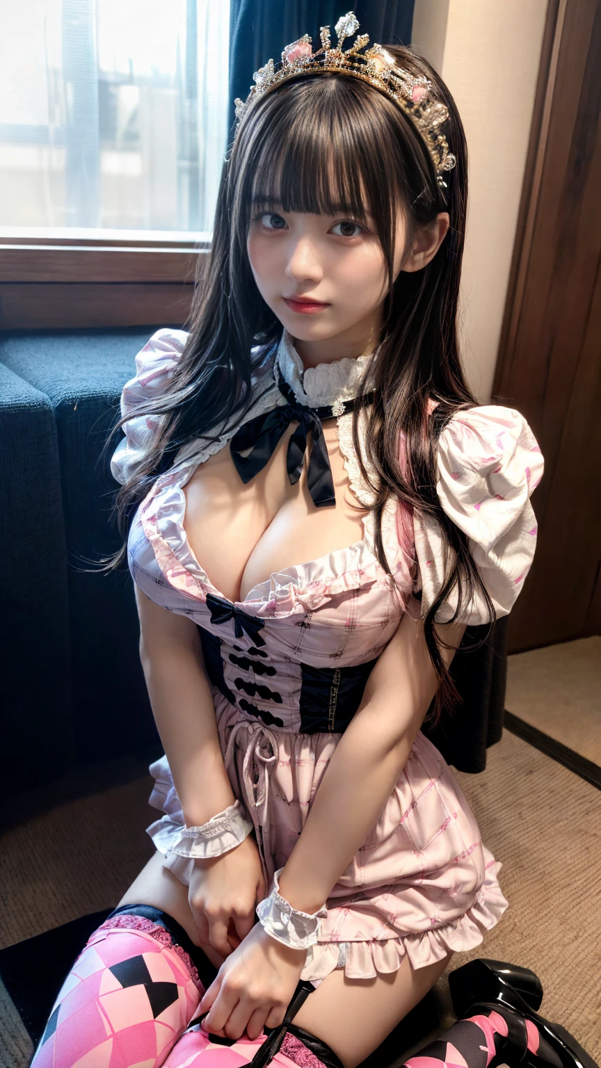 One woman、、28 years old、、Idol、、((whole body))、、、Stylish、、Cute face、、room、、、nsfw、、((nude:1.2))、、ponytail、、pink hair、、Dynamic pose、、Excited expression、Head to Toe、、、(Big Breasts)、、Pose like an idol、、((full BODY))、、(full shot)、、Twin tails、、、(((Stand Upright)))、、、(((Gothic ta)))