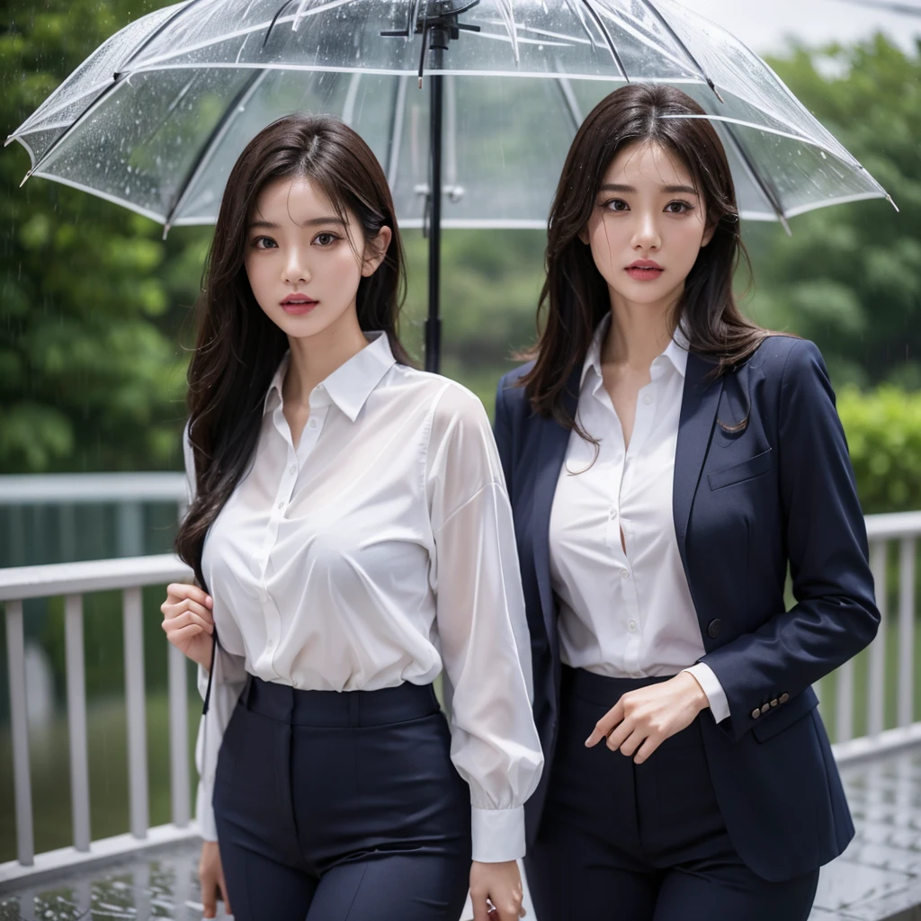 No umbrella、No umbrella、No umbrella、Beautiful woman getting wet in the rain、No umbrella美人、typhoon、No umbrellaで水に濡れる、Beautiful woman in the rain、雨で濡れたBeautyOL、Detailed face、Realistic、beautiful girl、Beauty、Office Lady Uniform、beauty、Beautiful woman、Narrow waist、Handsome woman、Tight pants look、suit、Sexy pose、タイトなsuitパンツ、雨で濡れたsuit、Wet shirt、See-through shirt、Shot in heavy rain、See-through underwear