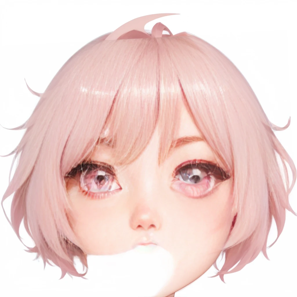Cartoon girl with pink eyes and short hair, Anime cute art style, Anime style, Sayori, Cute anime face, Stylized anime, 扁平Anime style shading, Meow, Delicate anime soft face, Venison flavor, Anime style, Anime style肖像, 微妙的Anime style, 扁平Anime style