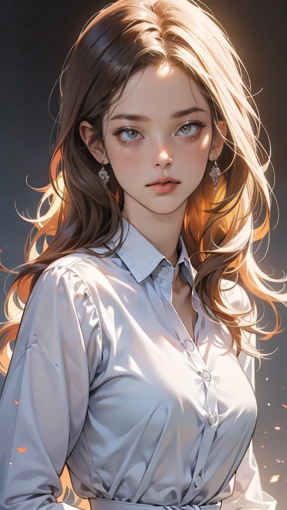 beautiful woman, Wear a white shirt., full figure, Perfect face and perfect face, Too realistic concept, 8K resolution, Imaging quality, Taking pictures, Realistic picture,