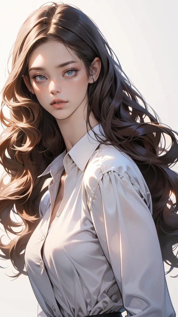 beautiful woman, Wear a white shirt., full figure, Perfect face and perfect face, Too realistic concept, 8K resolution, Imaging quality, Taking pictures, Realistic picture,