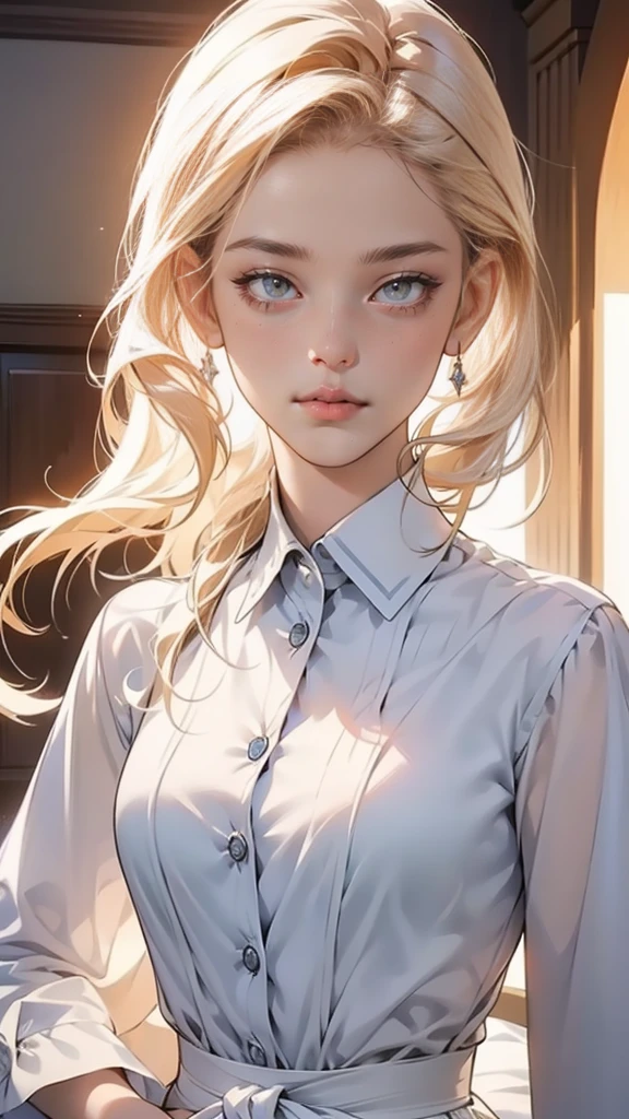 beautiful woman, Wear a white shirt., full figure, Perfect face and perfect face, Too realistic concept, 8K resolution, Imaging quality, Taking pictures, Realistic picture,