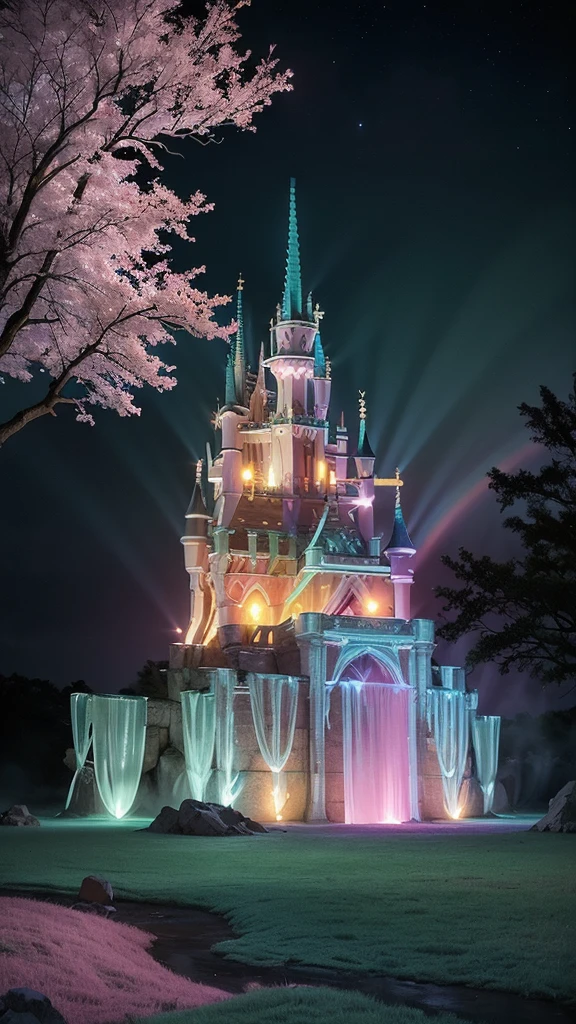 Park Fairy、(Fluorescent color:1.4)、(semi transparent:1.4)、(Retro Filter:1.4)、(Fantasia:1.4)、Candy World Disneyland fantastic fluffy soft landscape forest snow avatar pastel pink sky green blue glow fantastic light pastel pastel light rainbow star diamond sparkle jewel background ultra realistic super high quality movie lighting huge details full hd painting well lit、