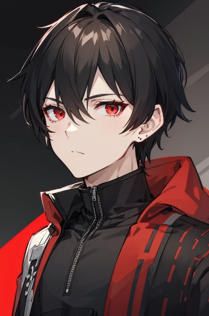 Black hair and heterochromic blue red eyes anime mature boy