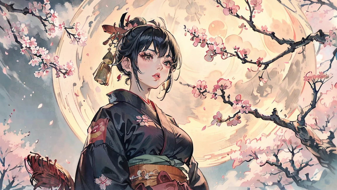 (((Oiran))),(((beautiful girl))), Flashy kimono,hair ornaments, ,(((shoot from below))),(((Gazing Skyward))),(((night))),(Lips are red:1.5), (((Cherry tree))),(((Cherry tree in full bloom))),(((Watching the cherry blossoms))), (((Watching the cherry blossoms))),(((Watching the cherry blossoms))), (((Watching the cherry blossoms))), (((Watching the cherry blossoms))),(((Watching the cherry blossoms))),20-year-old, Watercolor, masterpiece, Highest quality, Very delicate and beautiful girl,Very delicate and beautiful, world masterpiece theater, Super detailed, Very detailedな, Highest quality,(((赤いFlashy kimono)))。(((赤いFlashy kimono)))。(((赤いFlashy kimono)))。(((赤いFlashy kimono)))。(((赤いFlashy kimono)))。(((赤いFlashy kimono)))。(((赤いFlashy kimono)))。(((赤いFlashy kimono)))。 (((Black Hair))), (((Black Hair))), (((Black Hair))), (((Upper Body))), (((Upper Body))), (((Upper Body))), (((Upper Body))), (((Upper Body))), (((Upper Body))), High resolution, Very detailed,5 girls, Highest quality, figure, masterpiece, Highest quality, Accuracy, A woman in her twenties from the late Edo period.。(((赤いFlashy kimono)))。 。In the style of old Japanese paintings with low saturation、The women look like modern anime characters..、She has a bit of Kabuki makeup on..。Strong 2D feel。night。background, たくさんの花びらが散っている大きなCherry tree, (((Huge full moon))),(((Huge full moon))),(((Huge full moon))),(((Huge full moon)))