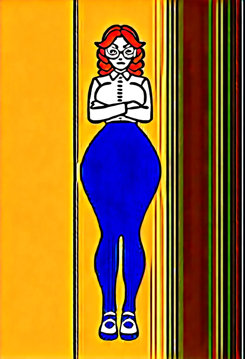 lois,1girl, blue earrings, jewelry, short hair, solo, lipstick, makeup, orange hair, aqua shirt, beige pants,looking at viewer, smile, outdoors, score_9, score_8_up, score_7_up, score_6_up, score_5_up, score_4_up, latex, rubber, latex clothing, shiny clothing, sweat, shiny skin, rubber skin, latex skin, extra shiny clothing, shiny latex clothing, null bulge, crotch bulge, bulge, hard nipples, nulge, big lips, plump lips, bimbo lips, shiny red lips, sadistic smile, solid rubber hair, sex doll mouth, big crotch bulge, big ass, huge crotch bulge, huge bulge, rubber hair, solid hair, perfect eyes, huge lips, horny, armbinder, hair block, arms behind back, bound arms, bondage, high heels, biting own lip, promiment crotch bulge, cock bulge, futanari