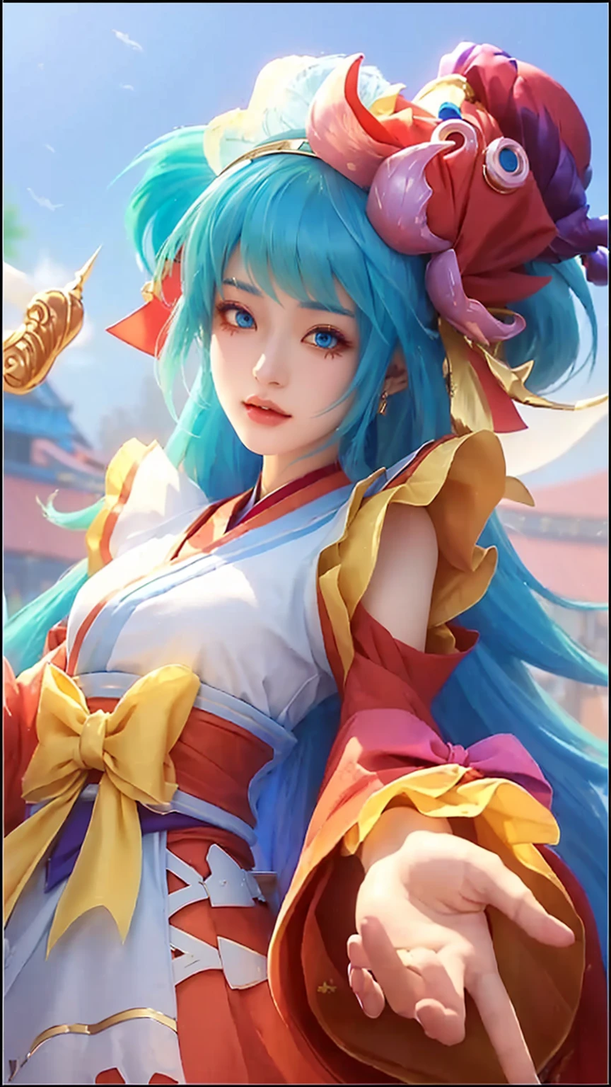 girl with blue hair and a fish hat, onmyoji portrait, extremely detailed artgerm, portrait knights of zodiac girl, ! dream artgerm, official artwork, onmyoji, artgerm on artstation pixiv, anime moe artstyle, artgerm. high detail, artgerm colorful!!!, high quality anime artstyle