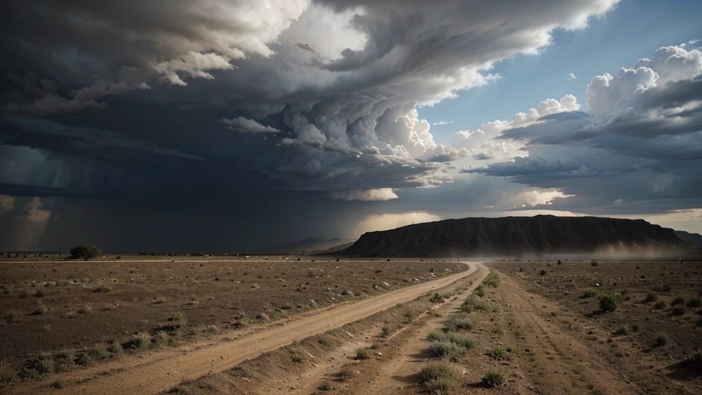 way to far village dry and dusty land thundering black cloud at the sky