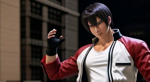 Kusanagi Kyo, Nest Kyo, KOF2002 2002, The King of Fighters 2002, Kusanagi Kyo 2002, White jacket, black t-shirts, Cross T-shirt, jeans, Fingerless gloves, Brown Hair、Having an erection、pain。