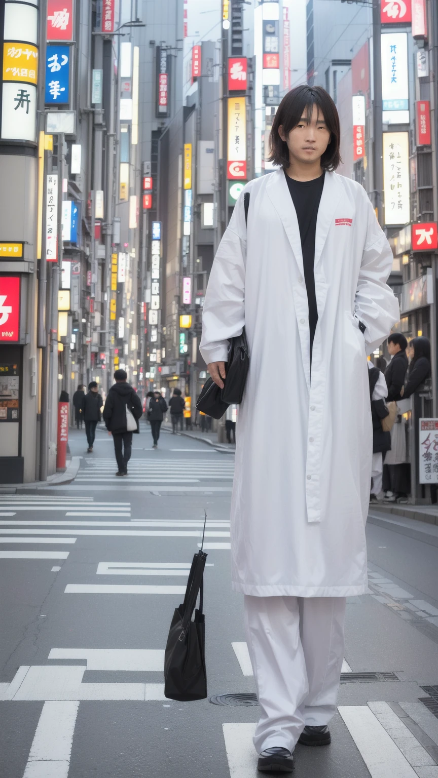 there is a man that is standing on a sidewalk with a cell phone, tokyo street background, japanese downtown, tokyo street cityscape, blurred background, tokyo akihabara street cityscape, background blurred, tokyo street, people out of focus, busy streets filled with people, shibuya street, shibuya, tokyo futuristic and clean, shibuya shibuya, tokyo background, tokyo anime scene, realistic