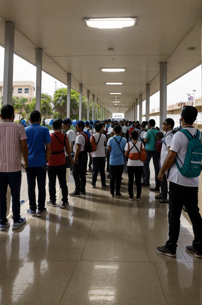 A waiting line to be treated at an IMSS hospital