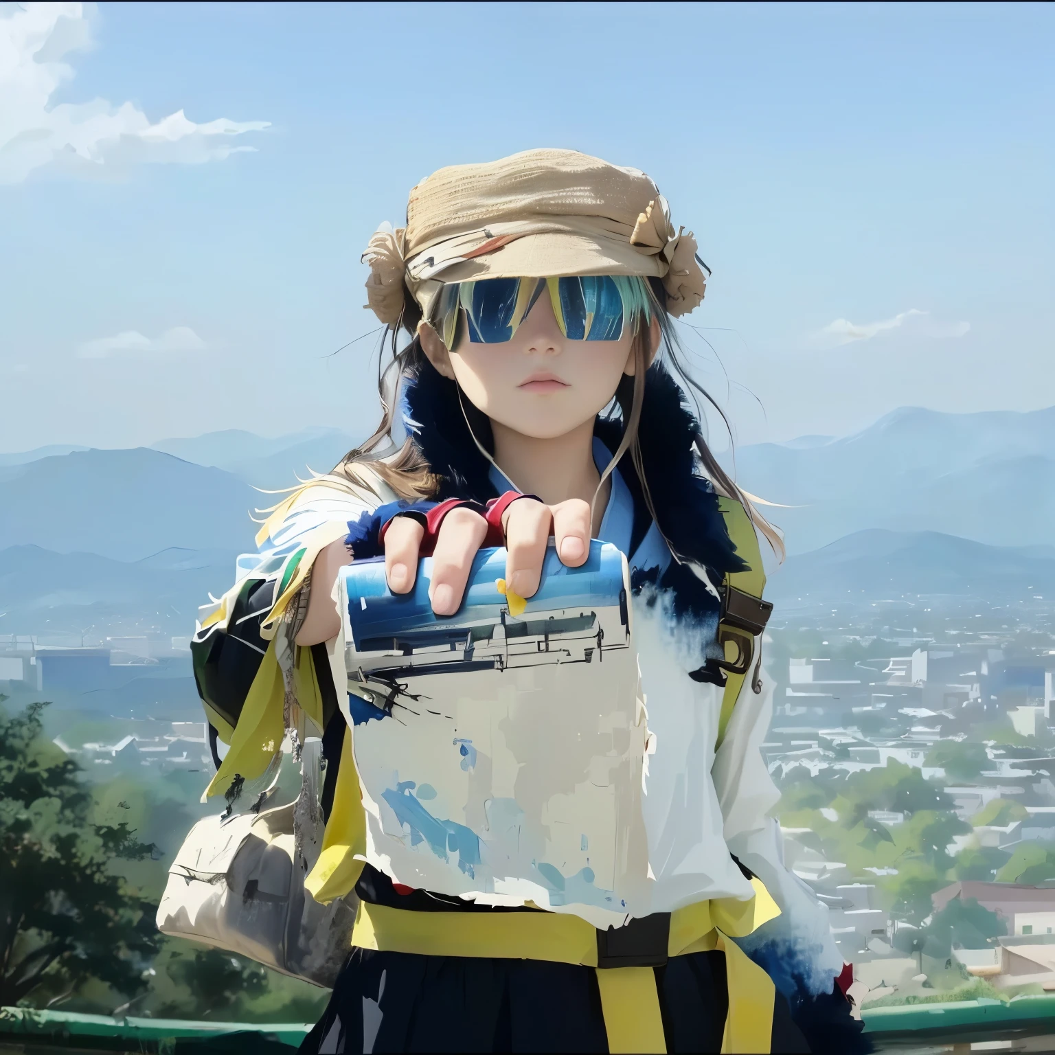 Hand-paint an identical anime picture with all the characters, backgrounds, actions and costumes details consistent with the original picture