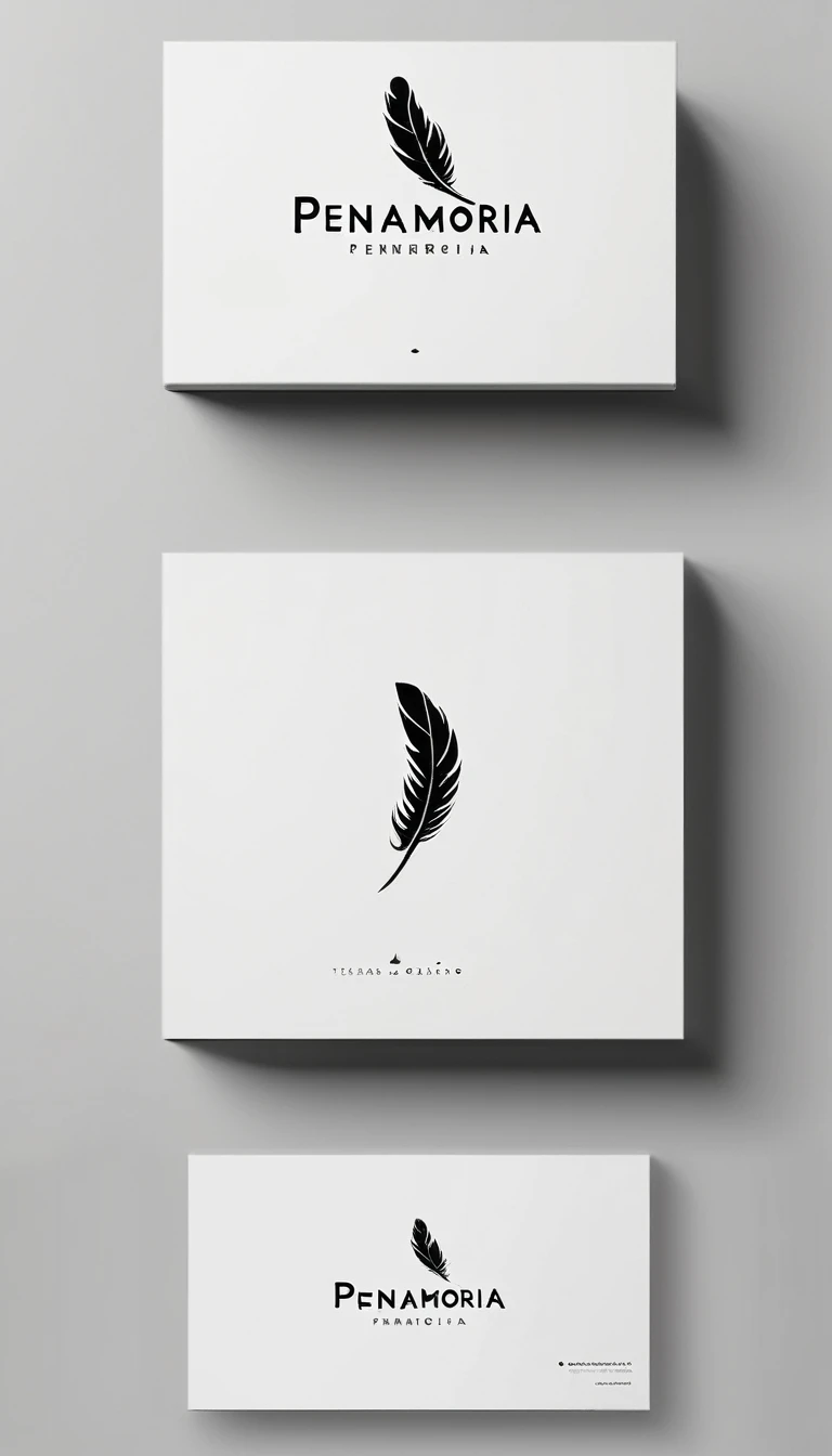A minimal, modern, simple, cinematic logo design for the brand “Penamemoria". Create a modern, minimalistic, high-quality, logo of a feather-bird
