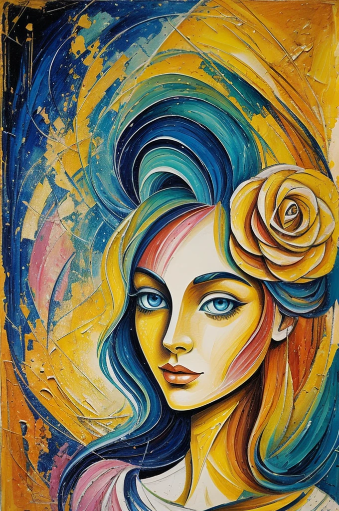 Woman, feminin, female,in einer surrealen Welt,ein schloss,sketch art mixed impasto