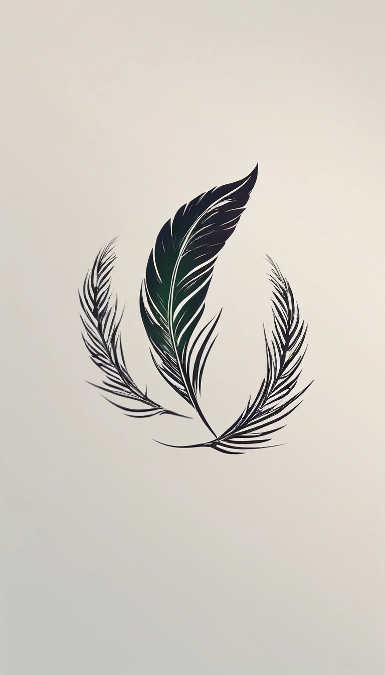 A minimal, modern, simple, cinematic logo design for the brand “Penamemoria". Create a modern, minimalistic, high-quality, logo of a feather-boy